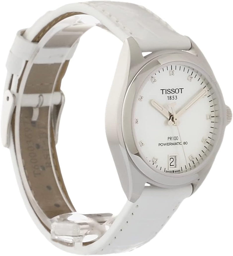 Womens PR 100 Auto Lady Swiss Automatic Watch, White, Leather,16 (T1012071611600)