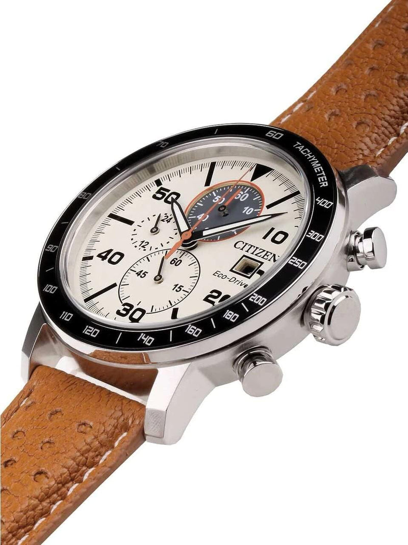 Mens Chronograph Quartz Watch with Leather Strap CA0641-16X