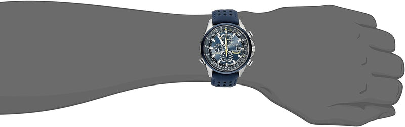 Men'S Eco-Drive Sport Luxury World Chronograph Atomic Time Keeping Watch in Stainless Steel with Blue Polyurethane Strap, Blue Dial (Model: AT8020-03L)