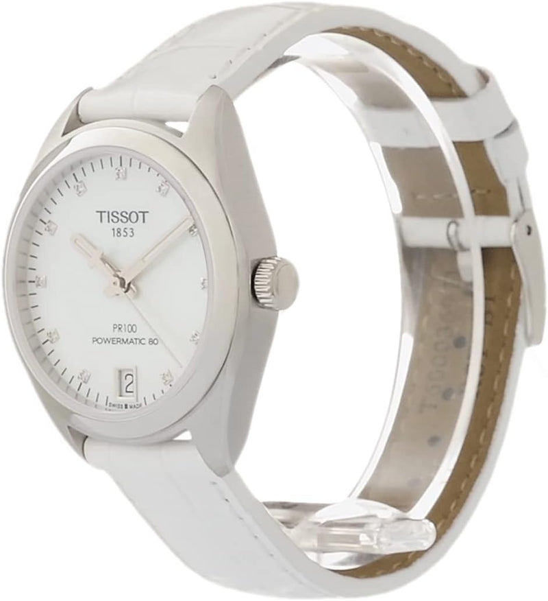 Womens PR 100 Auto Lady Swiss Automatic Watch, White, Leather,16 (T1012071611600)