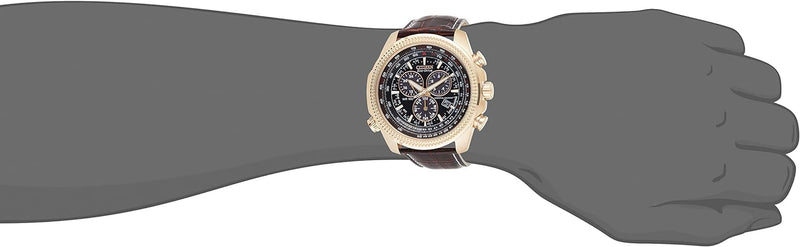 Men'S Eco-Drive Weekender Brycen Chronograph Watch in Gold-Tone Stainless Steel, Brown Leather Strap (Model: BL5403-03X)