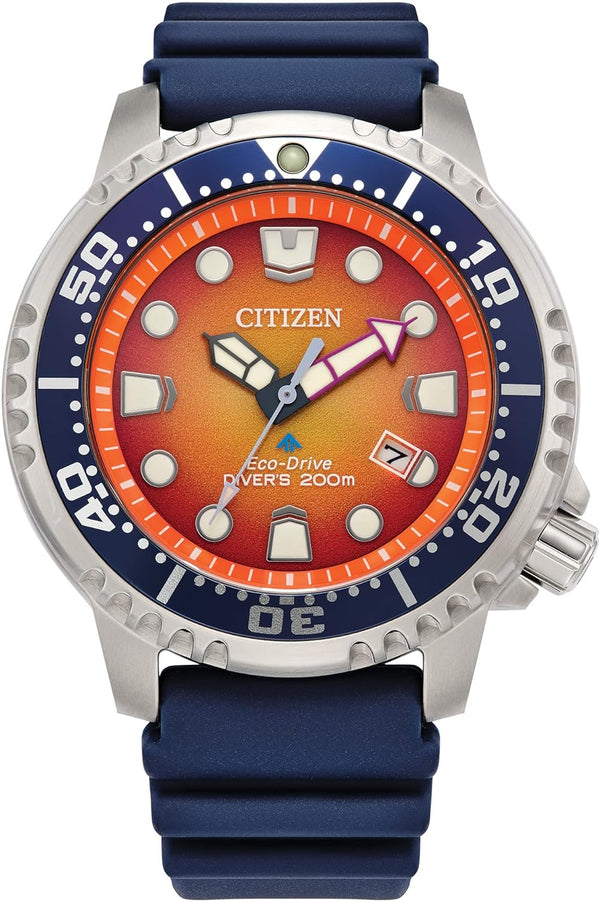 Promaster Dive Eco-Drive Watch, 3-Hand Date, ISO Certified, Luminous Hands and Markers, Rotating Bezel