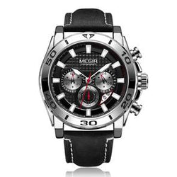 MEGIR 2019 Men Fashion Quartz Watches Men's Army Leather Sports Wrist Watch Military Date Male Clock Relogio Masculino Gift box