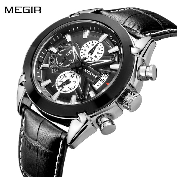 Relogio Masculino Mens Watches Top Brand Luxury Men Military Sport Watch Men Leather Quartz Watch erkek kol saati MEGIR 2020
