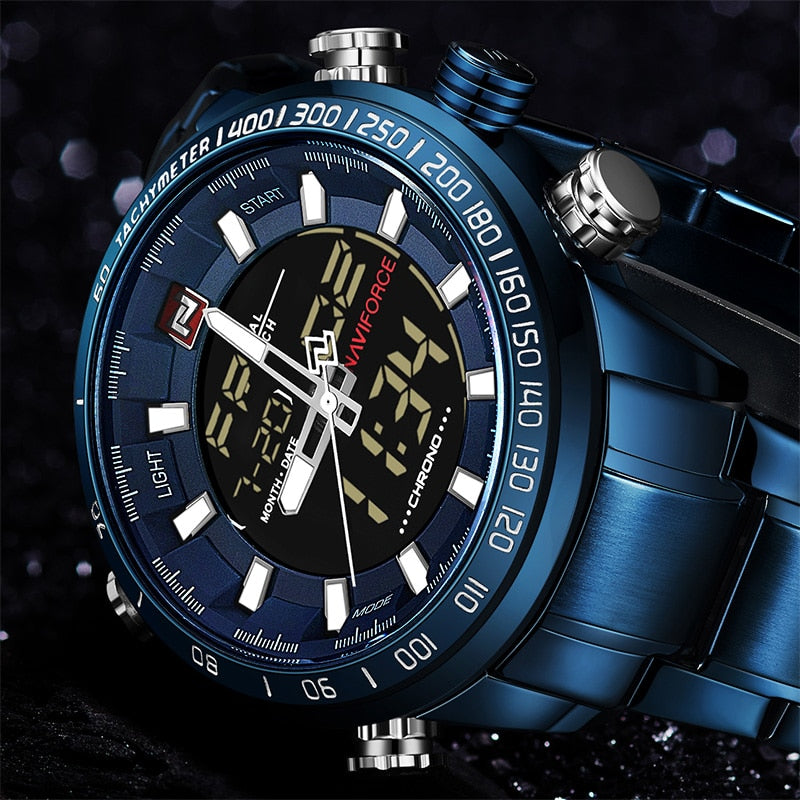 NAVIFORCE Luxury Men's Chrono Sport Watch Brand Military Waterproof EL BackLight Digital Wrist watches Men Stopwatch