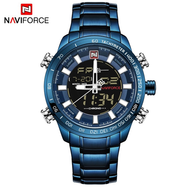 NAVIFORCE Luxury Men's Chrono Sport Watch Brand Military Waterproof EL BackLight Digital Wrist watches Men Stopwatch