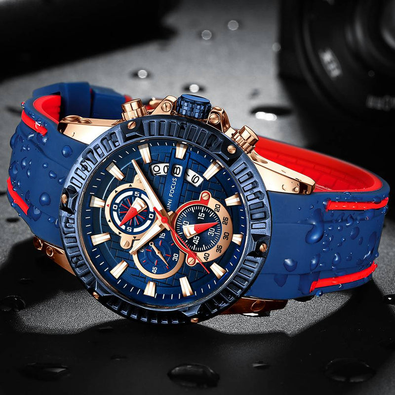 MINIFOCUS Top Men's Fashion Sport Watches Men Quartz Analog Date Clock Man Silicone Military Waterproof Watch