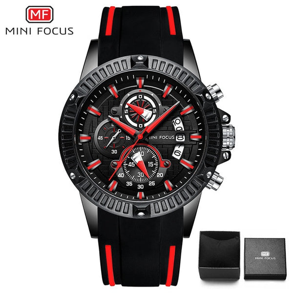 MINIFOCUS Top Men's Fashion Sport Watches Men Quartz Analog Date Clock Man Silicone Military Waterproof Watch