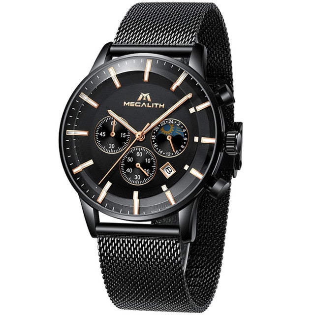 MEGALITH Fashion Mens Watches Sport Waterproof Chronograph Quartz Wristwatch